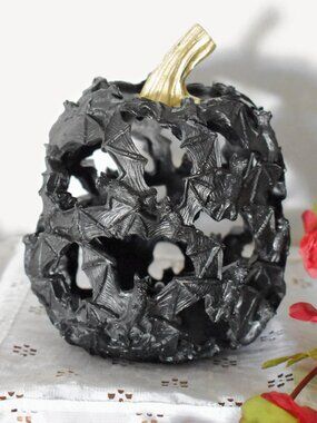 Small Light Up Spooky Black Vampire Bats Pumpkin Gothic Fall Halloween Decor